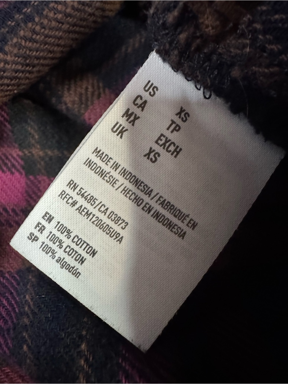 American Eagle AhhMazingly soft Boyfriend Fit Plaid Flannel Shirt Purple XS - Picture 5 of 5